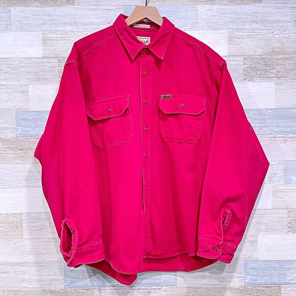 Woolrich Expedition Chamois Cloth Shirt Red Outdoor Hiking Vintage 90s Mens XL